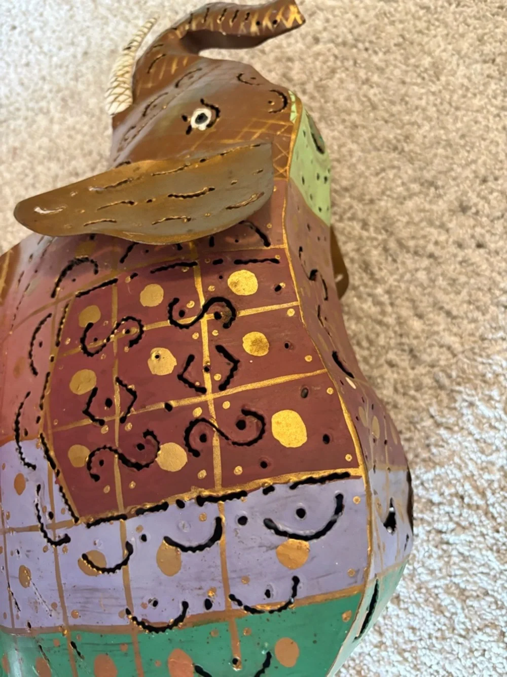 Pier 1 Imports India Metal Decorated Metal Elephant Tea Candle Holder Lantern